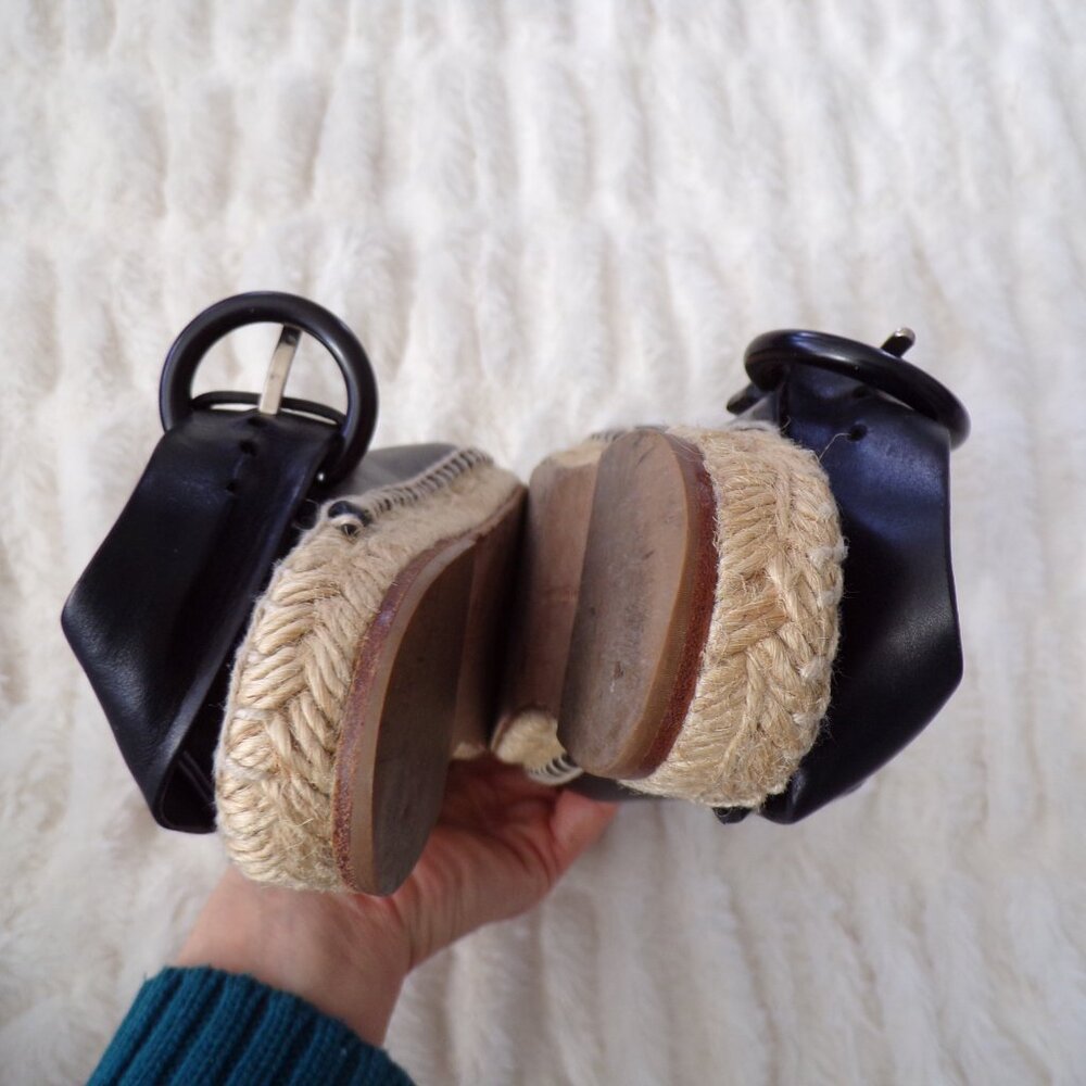 Celine black leather espadrilles flats 35/5 - Picture 7 of 12